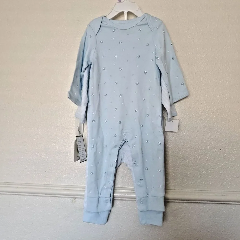 Little Me Doggy Run Blue Bodysuit Set of 2 Organic Cotton 9Months